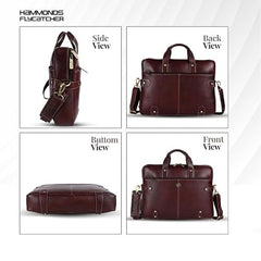 Hammonds Flycatcher Genuine Leather 15.6 Inch Laptop Office Bag for Men | 15.6” Padded Laptop Sleeve| 3 Zip Pockets| Detachable & Adjustable Strap| Pen,Wallet & Mobile Pocket |Durable|1 Year Warranty