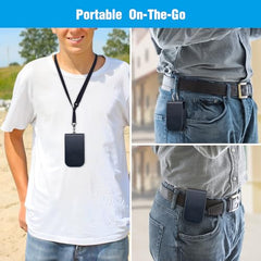 MEDMAX Case for Freestyle Libre 3/2 / Libre Reader Blood Glucose Monitor, Case with Neck Holder for Hanging, Faux Leather Protective Cover with Carabiner Clip for Diabetics (Navy Blue)