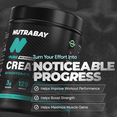 Nutrabay Pure Series Micronised Creatine Powder Monohydrate, Pre/Post Workout Bodybuilding, Crossfit Supplement, 250 g (Unflavoured)