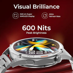Fastrack MYND 1.93” AMOLED Display Smart Watch for Men & Women with AI Watch Faces,AI Chat,Offline Voice Commands,Curved Metallic Design,Functional Crown,BT Calling, Health Suite,100+ multisport modes
