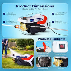 Woscher AquaWash+ Car Washer, Adjustable High Pressure Gun, Washing Pump for Car, Bike and Home Use Cleaning, 18 Months Warranty, 2200 Watts, 160 Bars