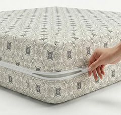 HOMEKART Premium Cotton 220TC 78 x 72 x 8 King Size Double Bed Mattress Cover Protector with Zip/Chain|Provides All Around Protection - 1 pc Multicolor (Grey, 78 x 72 x 8)
