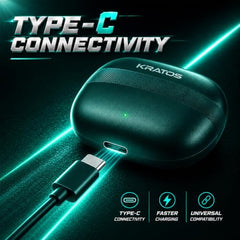 Kratos TW02 Ear Buds Wireless with 60H Playtime, Noise Isolation & Clear Calls, Bluetooth Earbuds with Voice Assistant, Ear Buds with Bluetooth V 5.3 & with Type C Fast Charging, IPX5 TWS Earphones