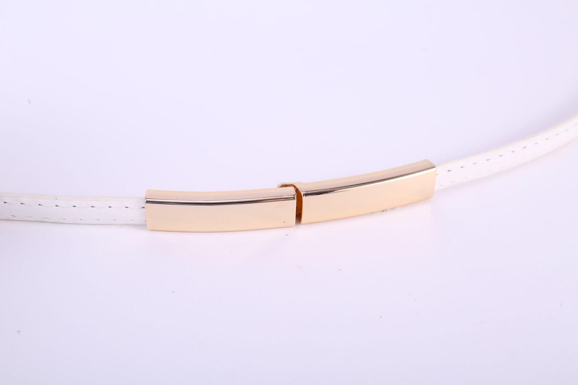 SYGA Women Leather Belt Thin Skinny Metal Gold Elastic Buckle Waistband 22-36 Waist Belt Dress Accessories