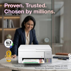 Epson EcoTank L3356 (New Launch) WiFi InkTank A4 Colour Printer, Scanner, Copier for Home & Office, 5760x1440dpi Resolution, Low Printing Cost at just 9 Pais/Black Print & 33 Paise/Colour Print
