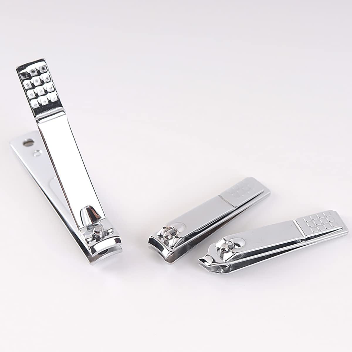 SYGA Nail Pack of 3 Clipper Set - Premium Silver Stainless Steel Deluxe Fingernail and Toenail Clipper Cutter