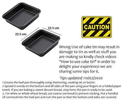 SYGA 2 Piece Square Non Stick Carbon Steel Cake Tin (2_Black)_Size: 22.5 * 22.5 cm