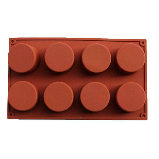 Syga DIY 3D Handmade 8 Holes Round Shape Silicone Cake Mould for Cupcake/Jelly/Pudding Cookie (Brown)