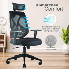 ASTRIDE Ergofit ISI Certified Ergonomic Office Chair for Work | 2D Headrest, Adjustable Arms & Lumbar Support | Single Lock Mechanism DIY [Grey-White]