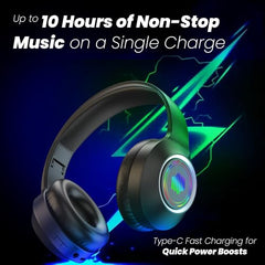 truke Newly Launched BTG 500 Over The Ear Gaming Headphone with 40mm Drivers, 10H of Playtime, Dual Pairing, Gaming Mode (50ms Latency) with RGB LEDs, TF Card with Volume Control, BT 5.4 (Sky Blue)