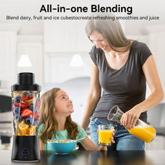 Juicer for Home ^ Lacossi Juicer Mixer Grinder with 1500mAh Battery, 6 Blades 3Gears Fast Blending, 2-Jar Capacity (400ml*2) | 40 Watts Bullet Rechargeable Portable Personal Juicer