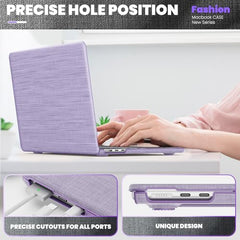 ProElite Case for MacBook Air 13.6 inch 2022 2023 2024 2025 Release M5/M4/M3 A3113 M2 A2681 with Touch ID, Fabric Material Hard Shell with Slim TPU Bumper and Fold Kickstand, Purple