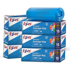 Ezee Plastic Blue Garbage Bags Large 90 Pcs | 15 Pcs | 24 x 32 Inch | Dustbin Bags/Trash Bags/Dustbin Covers for Wet and Dry Waste, Set of 1