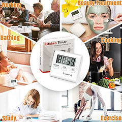 SYGA Digital Kitchen Timer Cooking Kitchen Timers with Louder Alarm Big Digit with Back Stand for Teacher, Study, Exercise, Oven, Cook, Baking White