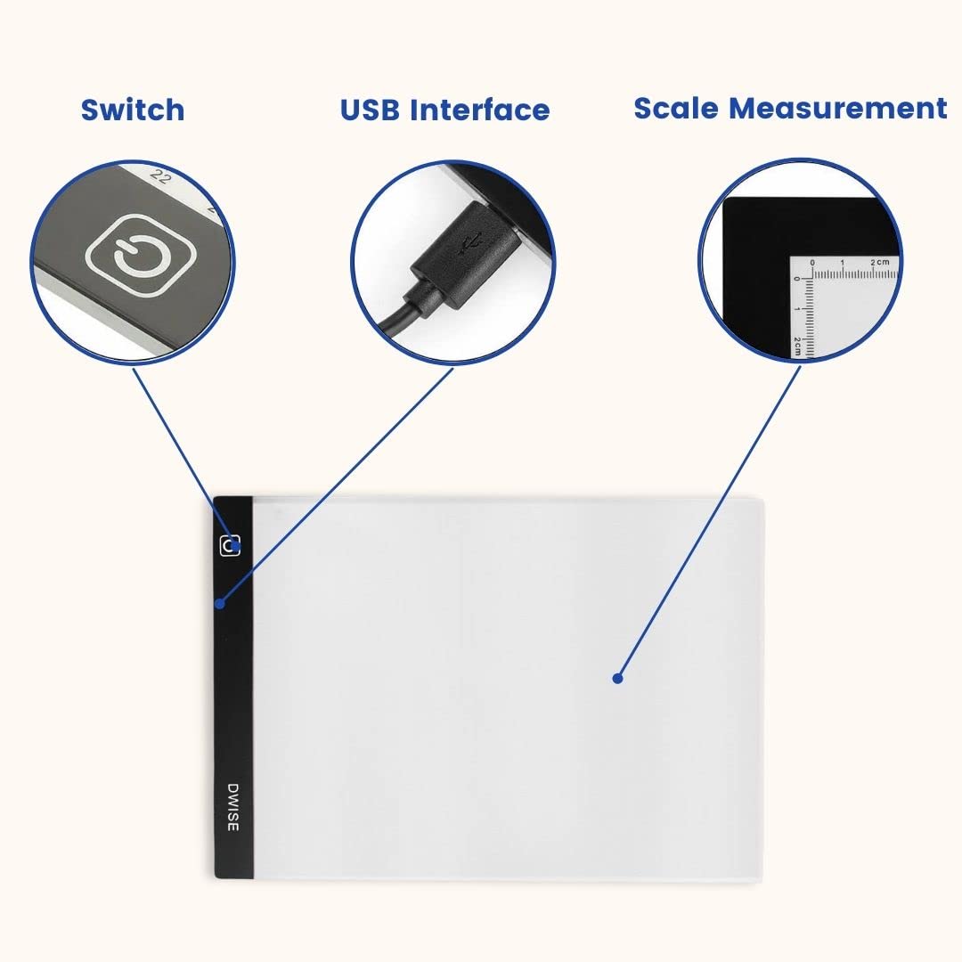 SYGA A4 Size LED Lighted Drawing Tracing Board 3 Adjustable Brightness Touch Button