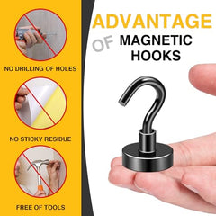 DIYMAG Magnetic Hooks 15pcs 30lbs Cruise Essentials 2026 Magnet Hook | Neodymium Heavy Duty Strong Magnets Hanging Ship Cabins Refrigerator Fridge Classroom Beach Vacation Kitchen Grills Home Tool