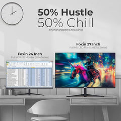 Foxin 24 Inch FHD Flat LED Monitor 1920x1080 Pixel Elite Series | Flat Panel, HDMI & VGA Port, 100Hz Refresh Rate, Frameless, Slim Bezel, Wall Mountable, 16.7 M Colors | 3 Years Warranty | White