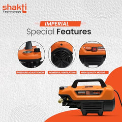 Shakti Technology Imperial High Pressure Car Washer Machine 2200 Watts, Pressure 140 Bar, 8L/Min Flow Rate and 8 Meter Hose Pipe with Adjustable Pressure Control Feature