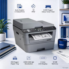 Brother MFC L2701DW WiFi Auto Duplex Laser Printer with 30 PPM Print Speed, Multifunction Print Scan Copy Fax, Automatic Document Feeder, 2 in 1 ID Copy Button, 2-line LCD Display, 250 Sheets Tray