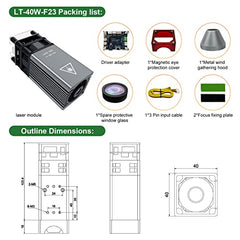 LASER TREE Laser Engraving Module, 5000mW Output Optical Power 450nm Laser Head for CNC Laser Engraver/Laser Cutter Machine, DIY Laser Engraving Tool Suitable for Wood Metal Acrylic Paper Etc