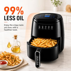 INALSA Air Fryer 4.2 ltr|1400 W with Air Crisp Technology|Temperature & Timer Control|8 Preset Menu & Digital Display|Air fry, Bake,Roast,Reheat,Dehydrate|Airfryer Recipe book(Tasty Fry Digital)
