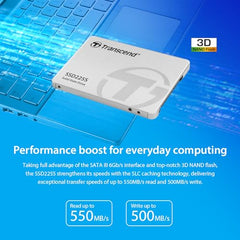 Transcend 250GB 225S 2.5" SATA Internal SSD | SATA III 6Gb/s | 3D NAND Flash | up to 500/330 MB/s | DDR3 DRAM | 3 Yrs Warranty | Fastest Solid State Drive | TS250GSSD225S