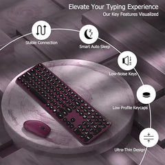 COVEVA Wireless Keyboard and Mouse Combo, 2.4GHz Wireless (Khaki)