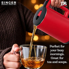 SINGER Cutie DX Electric Kettle 1350 Watts | 2 Years Warranty | 1.5 Liters | Quick Boil | Stainless Steel | Cool-Touch Handle and Lid | Auto Shut Off | Tea & Coffee, Instant Noodles, Rice, Soups