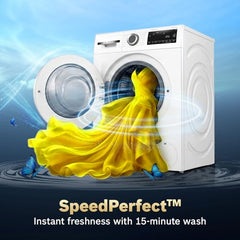 Bosch 12 kg 5 Star Front Load Fully Automatic Washing Machine, AI ActiveWater, Inbuilt heater, Antibacterial Tech, 14 Wash Programs, 66L Large Drum, SoftCare Paddle, White, WGA27400IN (2026 Model)