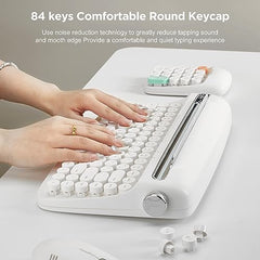 YUNZII ACTTO B303 Wireless Typewriter Keyboard, Retro Bluetooth Aesthetic Keyboard with Integrated Stand for Multi-Device (B303, Midnight)