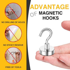 DIYMAG Magnetic Hooks 15pcs 30lbs Cruise Essentials 2026 Magnet Hook | Neodymium Heavy Duty Strong Magnets Hanging Ship Cabins Refrigerator Fridge Classroom Beach Vacation Kitchen Grills Home Tool