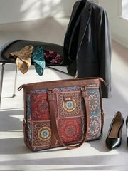 ZOUK Office Bag | Stylish Bags for Office Use | Laptop Bag 15.6 inch | Stylish Tote for Office Use | Purse for Women | Vegan Leather Handbag | Daily & Travel Use | Multicolor Mandala Print