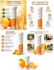 ConPro Calcium Effervescent Tablets with Vitamin D3 (Orange Flavour, 15 Tablets)