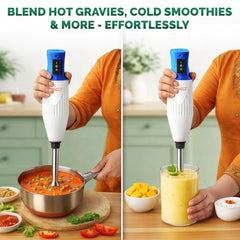 Kanchan Majesty Hand Blender with 3 Stainless Steel Blades Mincer, Whisking, Beater | Electric Blender for Kitchen with Low Noise Powerful 180W Copper Motor 2-Speed Control - 2 Year Warranty (Beige)