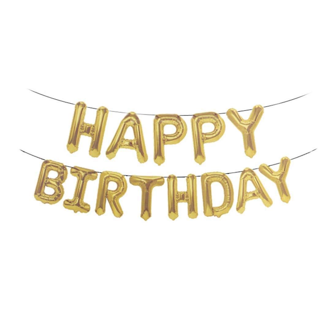 SYGA 16 Inch Happy Birthday Foil Balloon Set Party Decorantion Blue Star Aluminum Letter, 13 Pieces