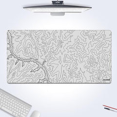 White Topographical XXL Gaming Deskmat 900x450mm – Extended Mousepad for PC