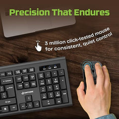 Earthonic WKM-100-E Wired Keyboard & Mouse Combo, USB Plug & Play Setup, Comfortable Design, Adjustable Keyboard Stand, 1.5 M Cable Length for Windows, Mac OS Computer