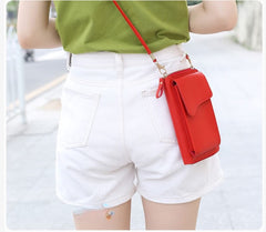 MOMISY Women Cellphone Sling Bag Card Holder Wallet Handbag Crossbody multi-function Shoulder Bag for Girls (Red)