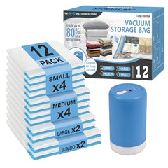 Cozy Essential Travel Vacuum Storage Bags with Rechargeable Cordless USB Pump, Space Saver Bags for Luggage, Suitcase, Carry-On, for Clothes, Blankets, Bedding & Seasonal Storage,15 Combo