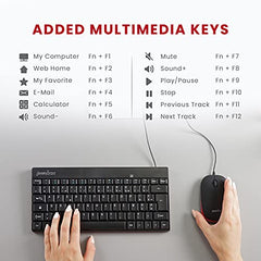 Perixx PERIDUO-212 Wired Mini Keyboard and Mouse Set, USB Connection, Black, US English Layout