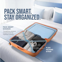 American Tourister 3PC PP Ivy 2.0-8 Wheel, Set (Small + Medium + Large) Hard Suitcase for Travel/Trolley Bag with Combination Lock & Smooth Sliding Double Wheel - Tan Orange, 55 Cm, 68 Cm, 79 Cm