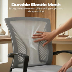 DROGO Comfortwing Premium Ergonomic Office Chair for Work from Home, High Back Computer Chair with Breathable Mesh, Armrest, Adjustable Seat, Rocking & Winged Back | Mesh Chair for Office (White/Blue)