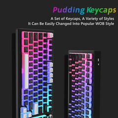 Womier Pudding Keycaps, PBT Shine Through Keycaps White 164 Keys Set
