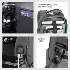 HARISSONS Sirius Travel Laptop Backpack | 45L | Fits 15.6” Laptop | Heavy-Duty Build | USB & Audio Port, Multi-Level Organizer, Trolley Sleeve | Work, Travel & College (black)