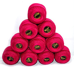Dhruv Crafts Crochet Cotton Thread Yarn for Cross Stitch, Knitting, Embroidery & Craft Projects, Mercer Crochet Thread Ball, Shade B25 Red, 20 Gram, 0.5 MM Thickness, Sewing & DIY Supplies