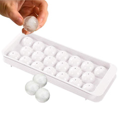 SYGA Ice Ball Tray 20 Ice Cube Mold, Plastic Food-Grade Stackable Round Ice Ball Mould with Lid for Cocktail and Whiskey(White)