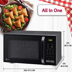 LG 21 L Convection Microwave Oven (MC2146BG, Glossy Black, with Glass Door, 151 Auto Cook Menu, Quartz Heater, Health Plus Menu)