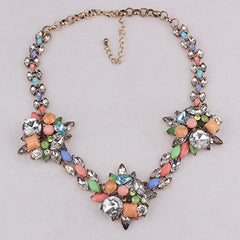 SYGA Large Alloy Crystal gem Necklace