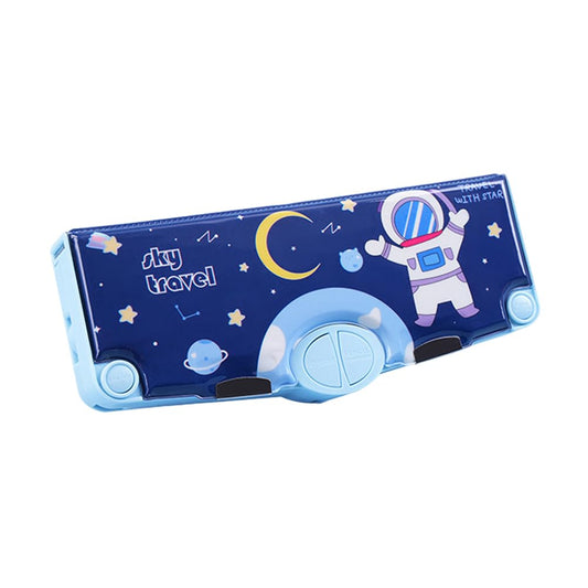 SYGA Children's Compass with Astronaut Design Pencil Box for Boys and Girls, Primary School Students, Multi-Functional (Blue)