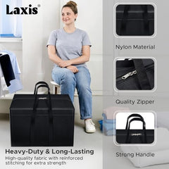 LAXIS 2 Pack 85 L Multi-Purpose Underbed Storage Box | Clothing Storage Organiser | Toy Storage Organiser | Heavy Duty Storage Boxes for Linen Sheets, Blanket, Clothing (Black,51x36.8 x40.5 cm)
